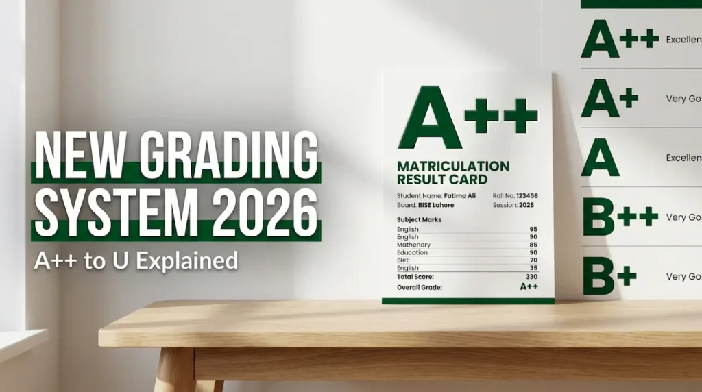 New matric grading system 2026 A++ to U grade chart by IBCC